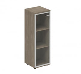 Шкаф средний со стеклом, задняя стенка ЛДСП (левый) Винг ВН.812.ОД.АЛ.Л Дуб темный / Wing WN.812.OD.AL.L