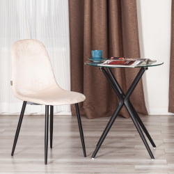 Металлический стул BREEZE (mod. JSC-58) Велюр/металл , 44 х 53 х 86 см, creamy (кремовый) HLR 5 / черный