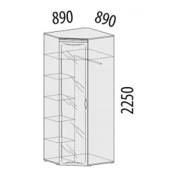 Шкаф угловой с зеркалом (лев/прав) Тиффани 93.09