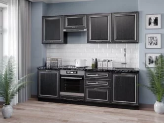 Кухонный гарнитур 2400 Италия №03 Черный Дуб темный