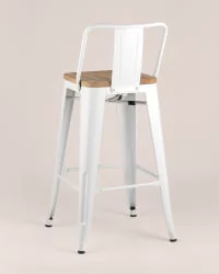Полубарный стул Tolix Wood со спинкой Белый