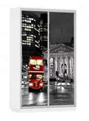 Шкаф-купе двухдверный Экспресс Дуо 1400х2400h Лондон/Белый снег