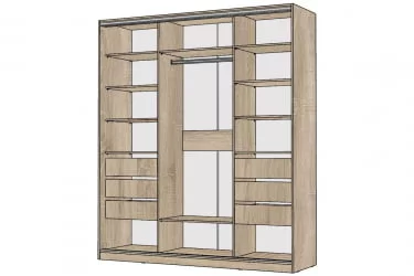 Шкаф-купе 3-х дверный Виктория 2000х584х2300, Дуб сонома светлый 20ДЗДЗДЗ-ЯЯПП-Дсс 310-3310