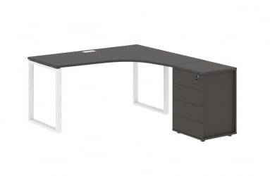 Стол эргономичный с тумбой правый EDIS EQCET 1518 R Мокко Белый