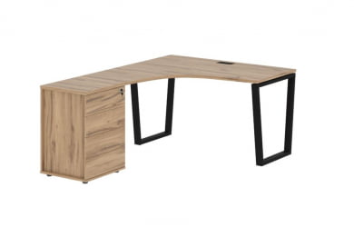 Стол эргономичный с тумбой левый ЕДИС ЕВCЕТ 1318 Л Дуб Денвер светлый Черный / EDIS EVCET L