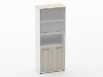 Шкаф 4 широкий верх стеклянные двери, низ закрытый, с нишей Deka 10.19.181 Дуб Верцаска/Белый