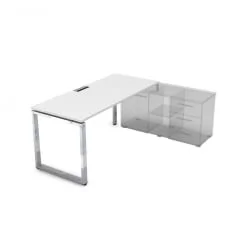 Стол рабочий, прямолинейный три опоры, правый GLOSS LINE НСТП-О.996 Белый Премиум