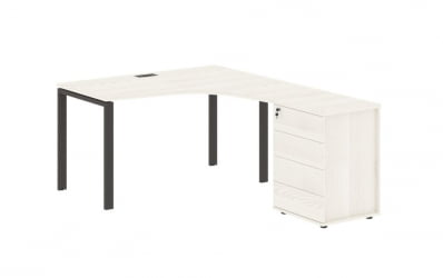 Стол эргономичный с тумбой правый EDIS EUCET 1318 R Ясень Траун Мокко