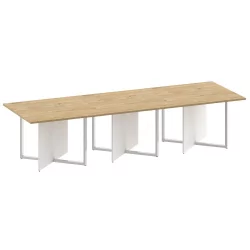 Стол переговорный, тройной, прямоугольный SHIFT SK.SP-KV-110-3 Тиквуд Светлый/Белый