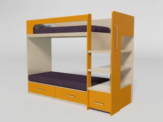 Кровать 2х ярусная №8 с ящиками Дуб молочный/Манго