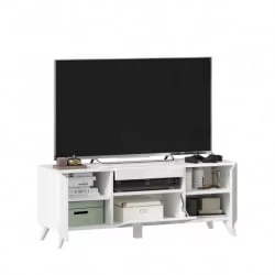 ТВ тумба Бруклин 1200 с опорами Белый глянец