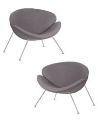 Кресло дизайнерское ДОБРИН ЕМИЛЙ (серая ткань АФ7, хромированная сталь) 2 шт / DOBRIN EMILY AF7,