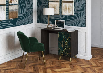 Стол письменный с тумбой Фьюжн СП-006 АРТ  Угольный камень/VINIL