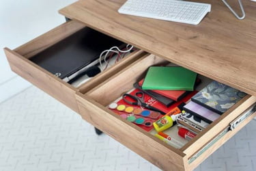 Детский маленький стол SMU-01 дуб крафт золотой/черный муар