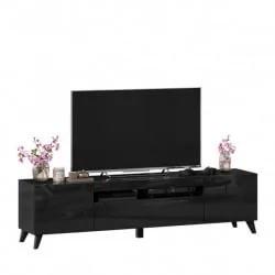 Тумба под ТВ Бруклин 1800 с опорами Черный глянец