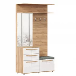 Вешалка комбинированная с зеркалом Марта-2 ЛД 136.050.000 Дуб золотой Белый глянец