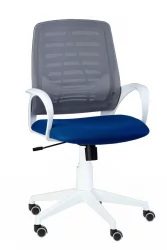 Кресло Ирис Серо-синее Белый пластик