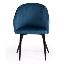 Кресло LA FONTAIN (mod. 004) вельвет/металл, 60 х 57 х 84 см , синий (HLR 63)/черный