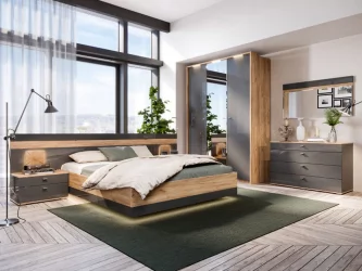 Спальный гарнитур Фиджи №1 Дуб Золотой Антрацит