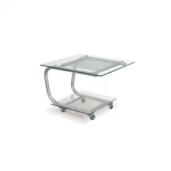 Журнальный столик на колесиках Дуэт 9 Металлик/ прозрачное