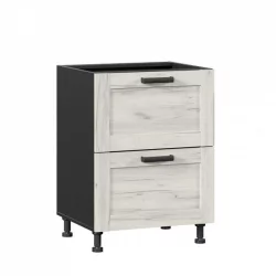 Тумба кухонная 600 с 2 ящиками ЛЮКС (4) Тип 1 Винченца ЛД 234.900.000.068 Черный Дуб Крафт белый