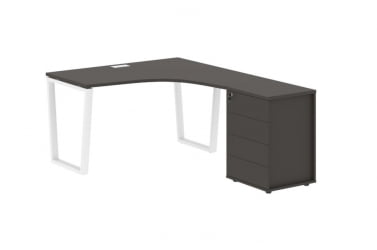 Стол эргономичный с тумбой правый ЕДИС ЕВCЕТ 1318 Р Мокко Белый / EDIS EVCET R