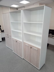 Шкаф 4 широкий верх открытый, низ закрытый Дека 10.19.111 Дуб Сантана светлый/Белый / Deka