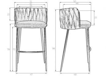 Стул барный ДОБРИН ЕММА ГОЛД (белый ПУ (Т-01), белая ткань (Ф-49)) 4 шт / DOBRIN EMMA GOLD PU (T-01), (F-49))
