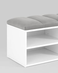 Обувница Хольст 2 белая велюр Серый