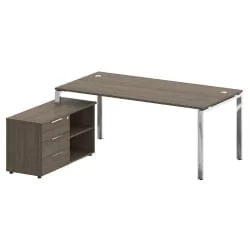 Стол рабочий руководителя с опорной тумбой левый METAL SYSTEM DIRECT БГ.СРТ-5.9 Л Вяз Благородный