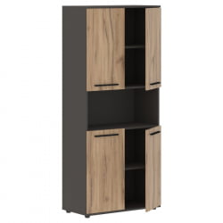 Шкаф с двумя комплектами глухих малых дверей ЕДИС ЕХCС 85.4 Дуб Денвер светлый Черный Мокко / EDIS EHCS