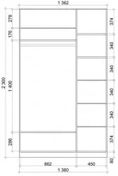 Шкаф-купе Хит-23-14-15 Ясень шимо светлый