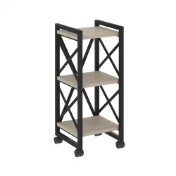 Стеллаж на колесных опорах - 3 полки LOFT  VR.L-MST.K-3.4 Металл черный Дуб Аттик