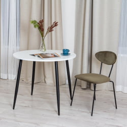 Обеденный стол URANUS ЛДСП/металл, 90x90x77 см, Белый/Черный