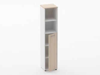 Шкаф 4 узкий  2 полки открытые, 3 полки закрытые Deka 10.19.13Пр Туя/Белый