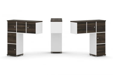 Надставка на стол низкая двухсторонняя + задняя стенка (5 шт.) + распашной фасад (5 шт.) CONCEPT CN.DNN-007 Дуб Мали Белый бриллиант Белый металл