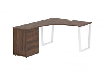 Стол эргономичный с тумбой левый ЕДИС ЕВCЕТ 1318 Л Дуб Денвер темный Белый / EDIS EVCET L