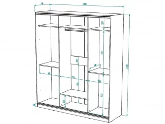 Шкаф-купе 3-х дверный Виктория 2000х584х2300, Белый 20ДЗЗЗДЗЗЗДЗЗЗ-ЯЯПШ-Б 310-3246