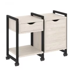 Тумба на колесных опорах наборная. Вариант №3 LOFT VR.L-TN-3.K Металл черный Денвер светлый