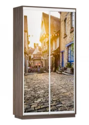 Шкаф-купе с фотопечатью Экспресс Дуо 1200х2400h Улица/Венге