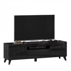 ТВ тумба Бруклин 1500 с опорами Черный глянец