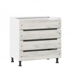 Тумба кухонная 800 с 3 ящиками ЛЮКС (4) Винченца ЛД 234.930.000.019 Тип 2 Белый Дуб Крафт белый