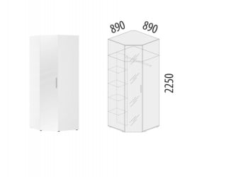 Шкаф угловой с зеркалом (лев/прав) Николь 901.09