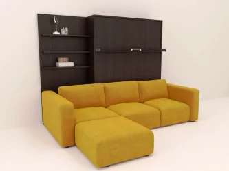 Белый диван Смарт 1 с пуфом 3-в-1 1600 левый Белая шагрень