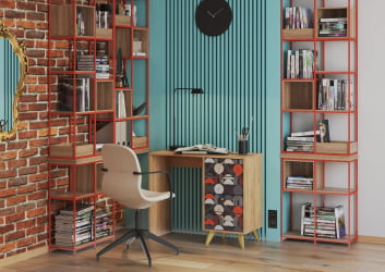 Стол письменный с тумбой Фьюжн СП-006 дуб крафт золотой/TROPICAL