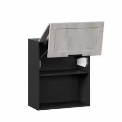 Шкаф кухонный 600 горизонтальный с 2 складными дверями комбинированный со стеклом Джамис ЛД 296.970.000.083 Черный Белый камень