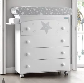 Детский комод Micuna Estela пеленальный B-970 white/grey матрасик grey stars