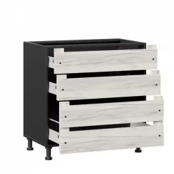 Тумба кухонная 800 с 3 ящиками ЛЮКС (4) Винченца ЛД 234.930.000.066 Тип 2 Черный Дуб Крафт белый