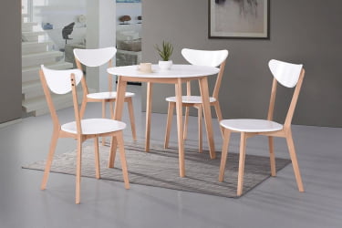 Стол обеденный раскладной BOSCO (Боско) основание бук, столешница мдф, 120+30*80см, Белый+Натуральный ( Бук)