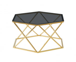 Журнальный столик Круз 93*80 стекло smoke сталь Золото
